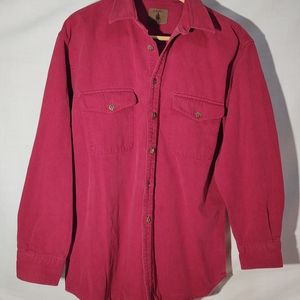 Vintage St John's Bay Red Chamois Cloth Flannel Button Up Shirt Flap Pockets